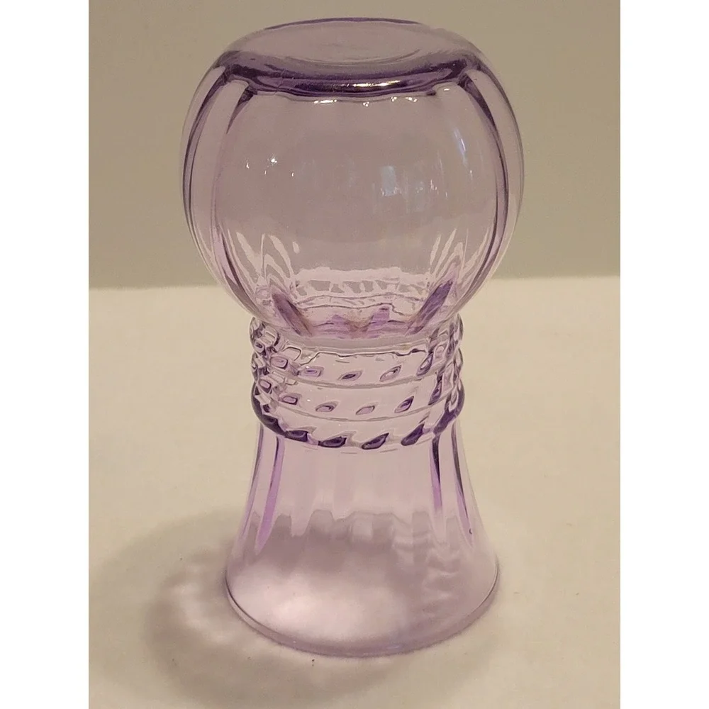 Vtg Glass Bud Vase Ribbed Braided Waist Cottagecore Country Lavender‎ Purple 7in